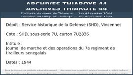 Journal de marche et des operations du 7e regiment de tirailleurs senegalais