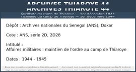 Affaires militaires : maintien de l'ordre au camp de Thiaroye