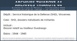 Dossier relatif au tirailleur Ouedraogo