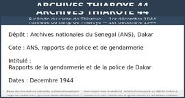 Rapports de la gendarmerie et de la police de Dakar