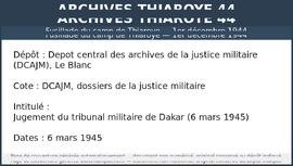 Jugement du tribunal militaire de Dakar (6 mars 1945)